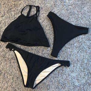 Black Bikini Pieces (2 Bottoms, 1 Top)
